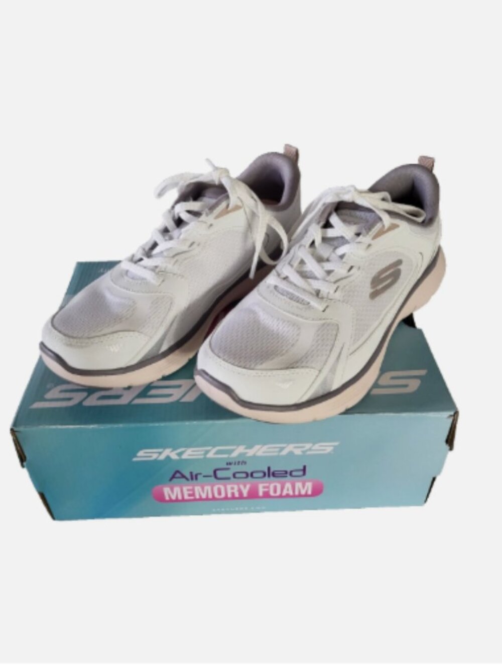 Skechers Women's Size 7 White Gray Pink Sneakers Flex Appeal 5.0 Retro Rush - Picture 2 of 15